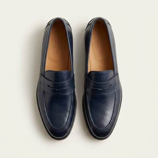 Navy Woven Leather Loafer by Maison Ivo